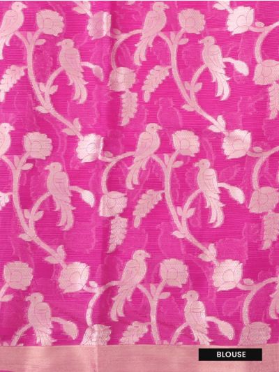 GraceCharm Manipuri Cotton Small Butta with Floral Bird Border Saree