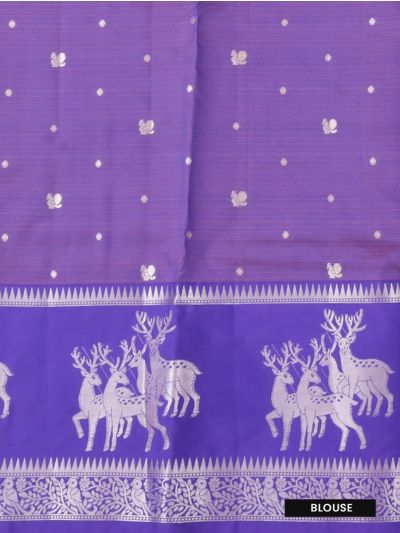 GraceCharm Manipuri Cotton Small Butta with Deer Motif Border Saree