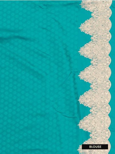 Gracecharm Satin Mashru Silk Floral Butta with Scalloped Zari Border Saree