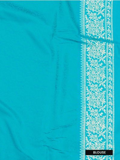 Gracecharm Satin Mashru Silk Plain Body with Floral Zari Border Saree