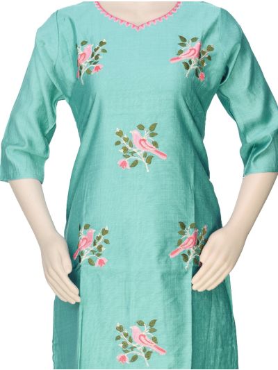 Graceful Muse Readymade Bird and Floral Embroidered Salwar Kameez