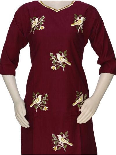 Graceful Muse Readymade Bird and Floral Embroidered Salwar Kameez