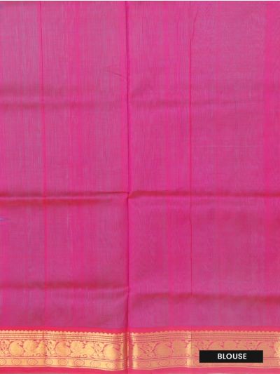 Gracecharm Elegant Kathirippu Silk Cotton Turquoise Blue Butta Design with Border Saree