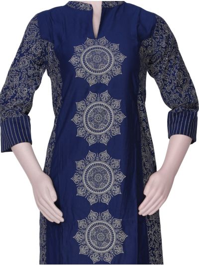 Graceful Muse Readymade Navy Blue Mandala Printed Salwar Kameez