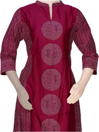 Graceful Muse Readymade Deep Magenta Circular Motif Printed Salwar Kameez