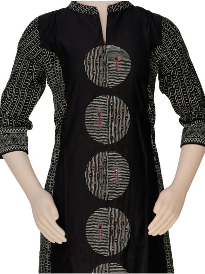 Graceful Muse Readymade Black Circular Motif Printed Salwar Kameez