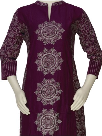 Graceful Muse Readymade Deep Wine Mandala Printed Salwar Kameez
