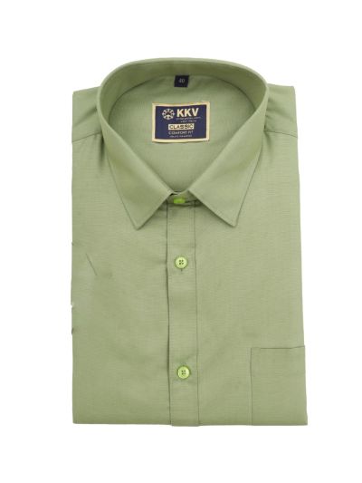 KKV Men’s Sage Green Half Sleeve Cotton Shirt with Striped Border Dhoti Set