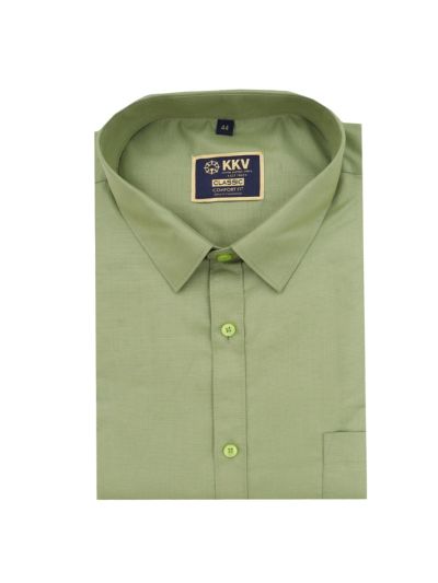 KKV Men’s Sage Green Half Sleeve Cotton Readymade Shirt and Dhoti Set