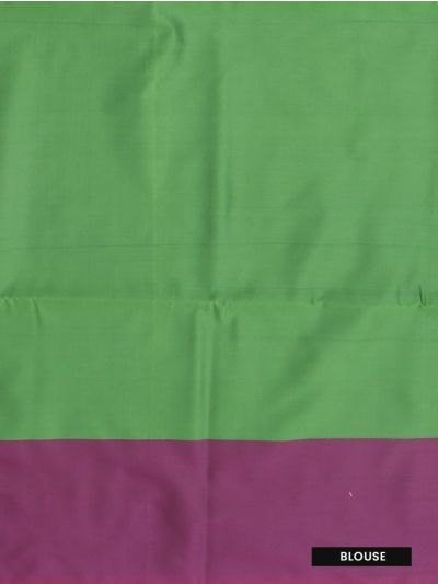 Gracecharm Art Soft Silk Parrot Green Zari Butta Contrast Purple Border Saree