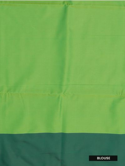 Gracecharm Art Soft Silk Parrot Green Zari Butta Dark Green Contrast Border Saree