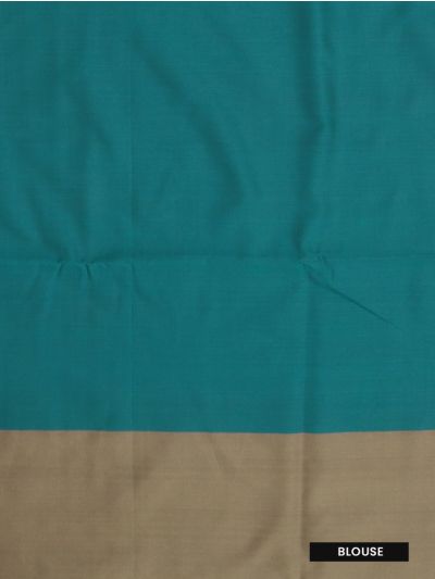 Gracecharm Art Soft Silk Teal Green Ornamental Zari Butta Contrast Border Saree