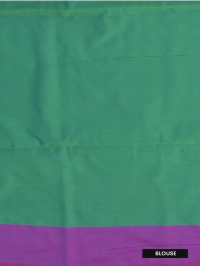 Gracecharm Art Soft Silk Sea Green Floral Zari Butta Contrast Border Saree