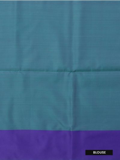 Gracecharm Art Soft Silk Teal Blue Floral Zari Butta Contrast Border Saree