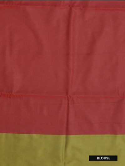 Gracecharm Art Soft Silk Brick Red Floral Zari Butta Contrast Border Saree