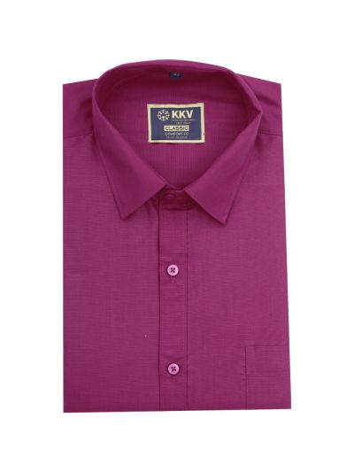 KKV Men’s Deep Magenta Solid Shirt with White Magenta Jacquard Border Dhoti Set
