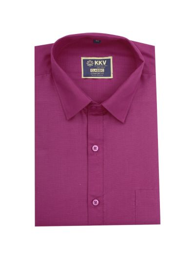 KKV Men’s Deep Magenta Solid Half Sleeve Shirt with Dhoti Set