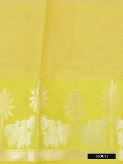 GraceCharm Manipuri Cotton Annapakshi Buta with Palm Tree Border Saree