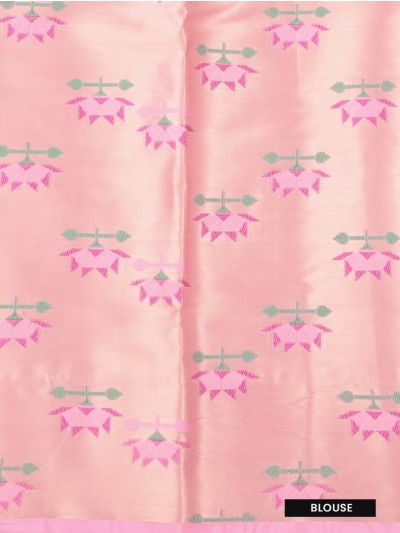 GraceCharm Manipuri Cotton Floral Buta with Lotus Motif Border Saree