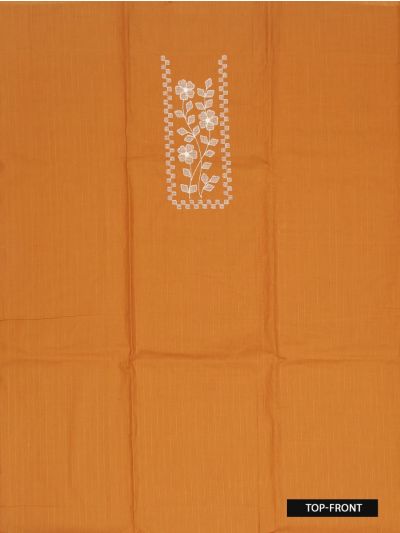 Graceful Cotton Floral Motif With Leafy Geometric Border Dress Material