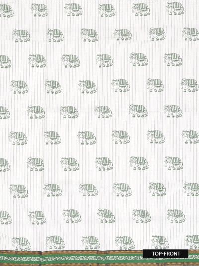 Graceful Cotton Elephant Motif Geometric Pattern Dress Material