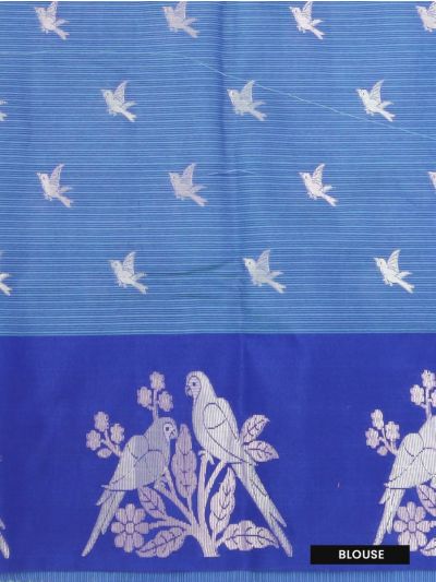 GraceCharm Manipuri Cotton Flying Bird Buta with Parrot Pair Floral Border Saree