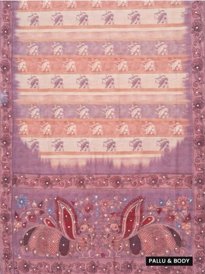 GraceCharm Semi Jute Bird Buta with Twin Peacock Pallu Saree