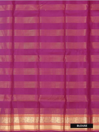 Gracecharm Pure Soft Silk Horizontal Fine Lines Golden Zari Buttas Saree