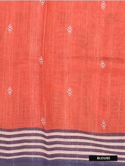 GraceCharm Semi Jute Geometric Buta Striped Pallu Temple Border Saree