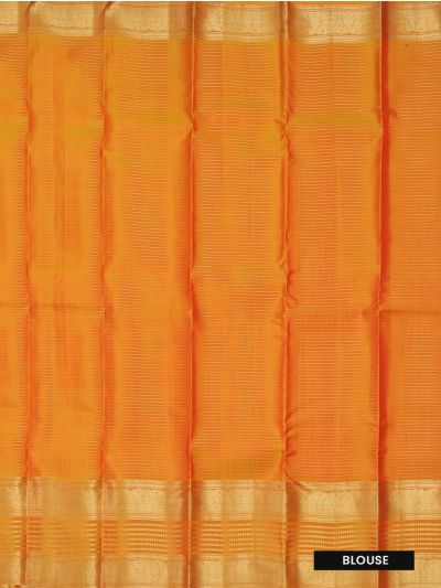 Gracecharm Pure Soft Silk Floral Butta Grid Weave Gold Jari Saree