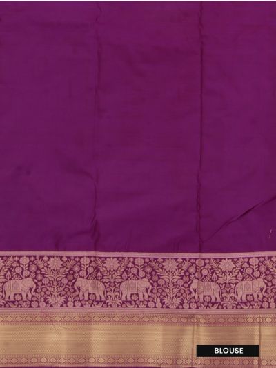 GraceCharm Art Silk Floral Butta with Contrast Pallu Elephant Border Saree