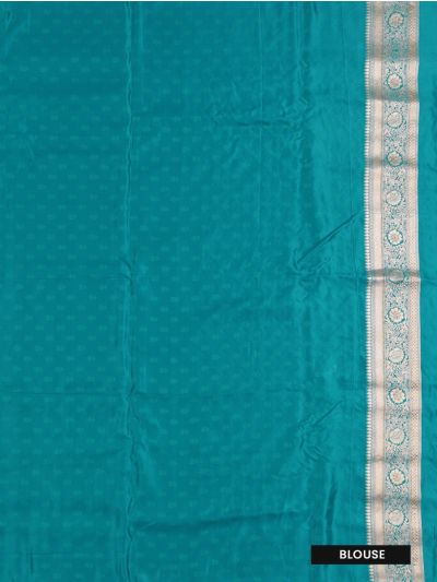 BlossomEase Banarasi Floral Butta with Rama Green Jaal Pallu Saree