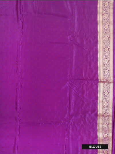 BlossomEase Semi Banarasi Floral Butta with Orchid Purple Jaal Pallu Saree