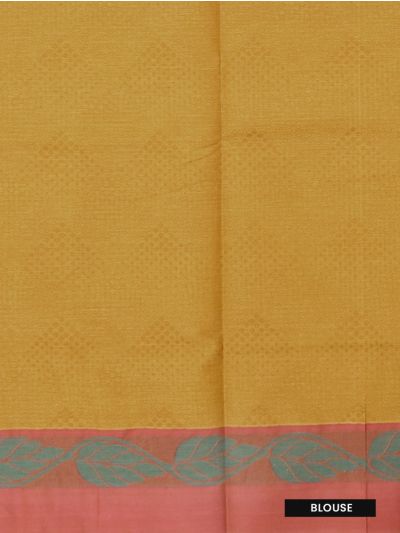 GraceCharm Kovai Cotton Self Textured Body with Leaf Pattern Pallu Saree
