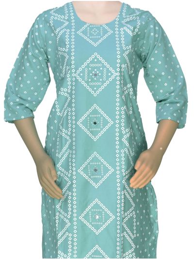 Graceful Muse Readymade Aqua Blue Bandhani Design Salwar Kameez