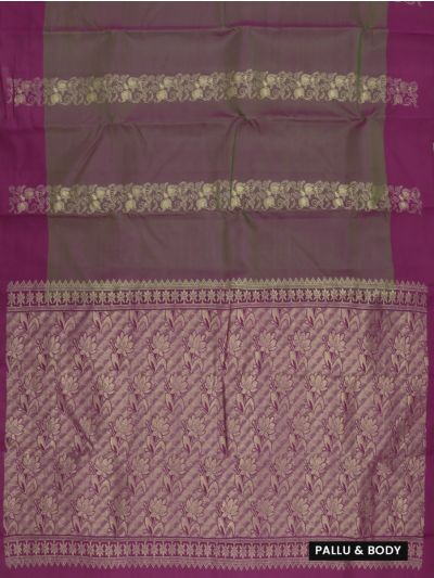 Gracecharm Art Soft Silk Floral Scroll with Lotus Zari Pallu Saree
