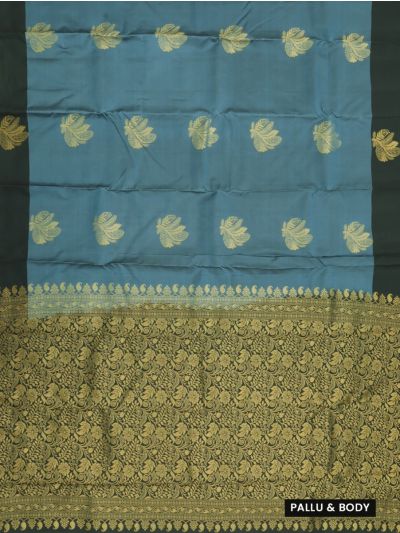 Gracecharm Art Soft Silk Leaf Butta with Floral Jaal Pallu Saree