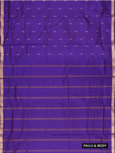 Traditional Nine Yards Silk Violet Peacock Butta Striped Pallu Saree