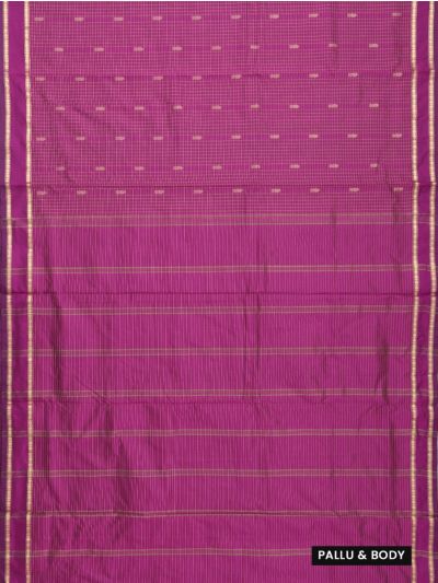 Traditional Nine Yards Silk Peacock Checks with Striped Pallu Saree