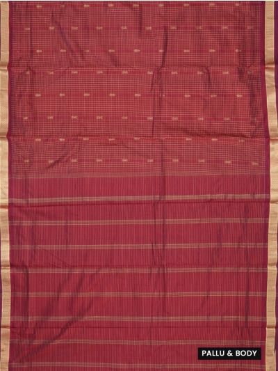 Traditional Nine Yards Silk Maroon Peacock Checks Striped Pallu Saree