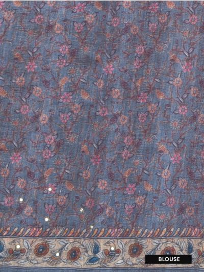 GraceCharm Semi Jute Floral Leaf Buta Stripes with Ornamental Bird Pallu Saree