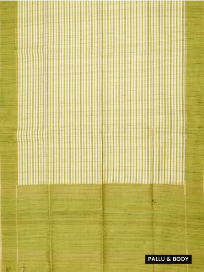 GraceCharm Semi Jute Fine Striped Body with Dotted Line Pallu Saree