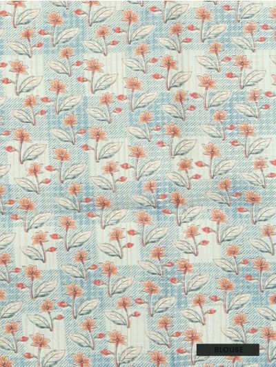 GraceCharm Semi Jute Checked Body with Elephant Floral Motif Pallu Saree