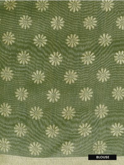 GraceCharm Semi Jute Floral Buta with Multicolour Wave Border Pallu Saree