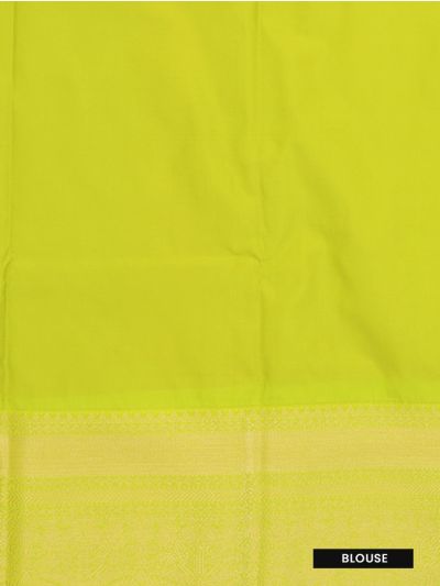 GraceCharm Art Silk Rani Pink Gold Butta with Green Brocade Pallu Saree