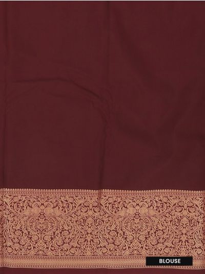 GraceCharm Art Silk Checked Floral Butta with Maroon Brocade Pallu Saree