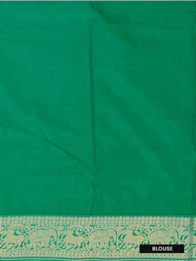 GraceCharm Art Silk Peacock Butta with Elephant Zari Border Saree