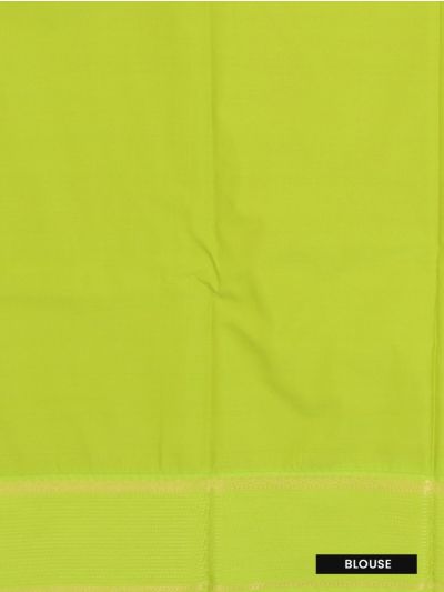 GraceCharm Art Silk Coral Red Paisley Zari Butta Lime Green Border Saree