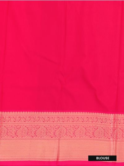 GraceCharm Art Silk Sea Green Floral Butta Pink Contrast Zari Border Saree