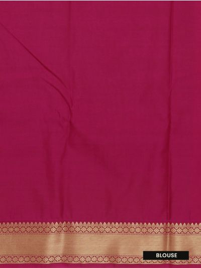 GraceCharm Art Silk Green Polka Butta with Rani Pink Zari Border Saree